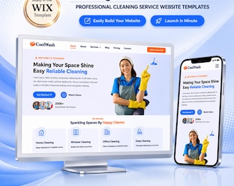 Website-Vorlage für Reinigungsunternehmen | Wix Studio | Haus-, Büro- und Teppichreinigung | CoolWash