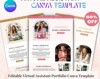 Plantilla de sitio web de Canva para portafolio minimalista de asistente virtual