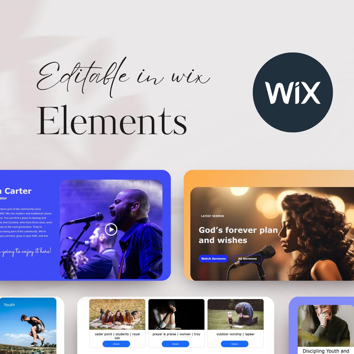 Wix Church Website Template Customizable Ministry Design Etsy