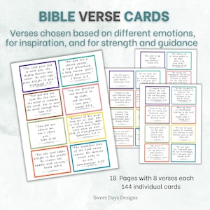 Bible Verse Cards, 144 Printable Bible Verse Cards, Scripture Cards