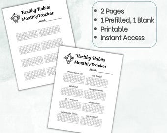 Printable Healthy Habits Tracker: Minimalist Design (Digital Download)