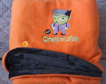 Blanket / Toddler / Baby / Little kid / Throw / Crankenstein / Embroidered / Double Layered / Fleece