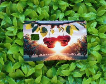 Skull Cherries Orchard Credit Card Sticker