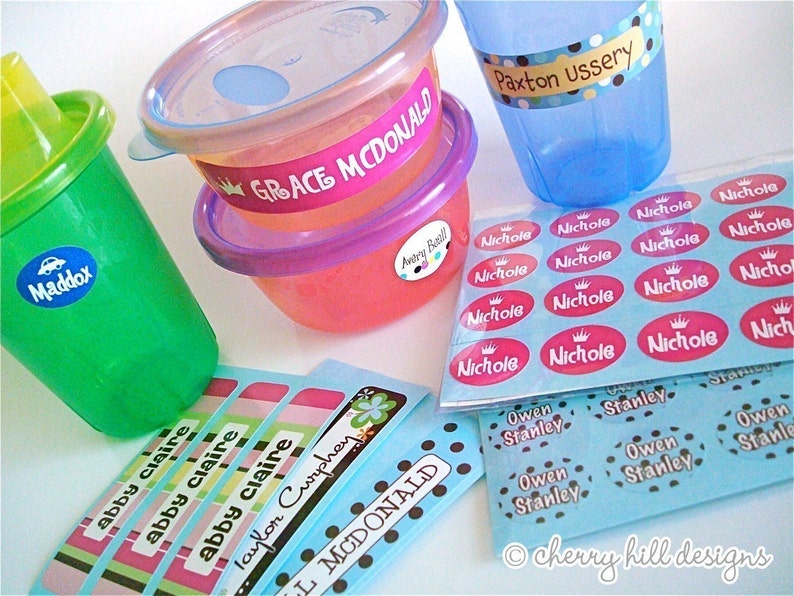 bottles CHOPPER Value Combo camp sample mix of large and mini waterproof sippy cup and bottle labels: school supplies daycare cups
