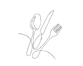 Minimalist Cutlery Line Art Embroidery Design (Digital Download)