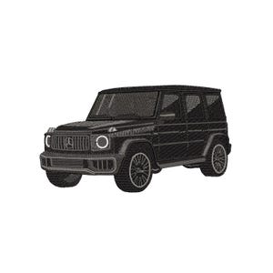 Puede incluir: Un SUV negro con un diseño cuadrado y una parrilla negra. El vehículo tiene una rueda de repuesto en la parte trasera.