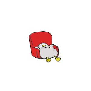 Lazy penguin duck machine embroidery design, funny animal stitch, embroidery files, cute penguin, digital download, instant download