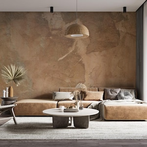 Rustic Plaster Texture Peel and Stick Wallpaper: Industrial Faux Concrete Mural