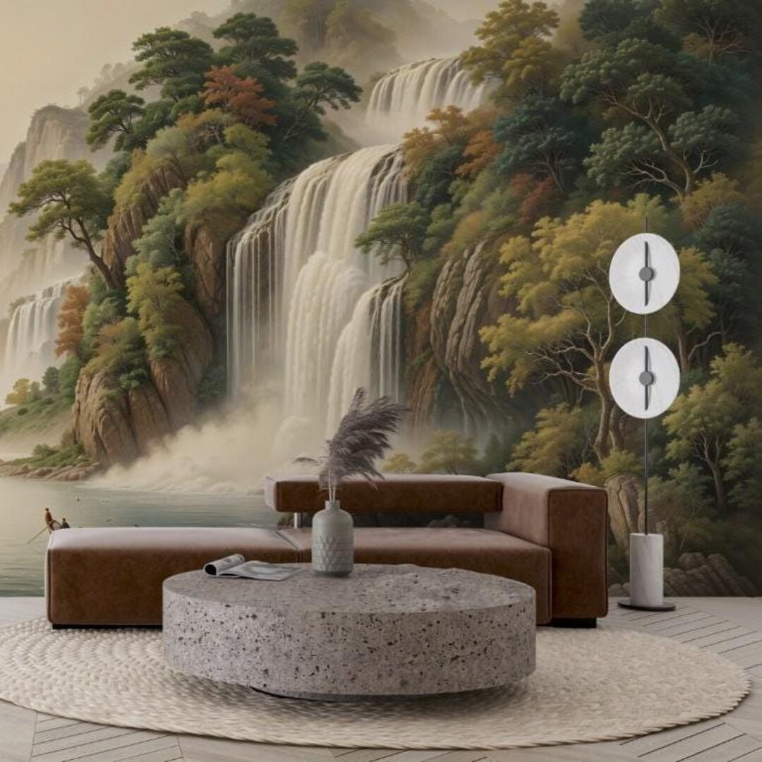 Asian Waterfall Wallpaper Mural: Peel and Stick Removable Wall Art - Etsy