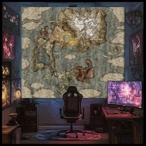 Elden Ring Fantasy Offene Weltkarte Digitale Tapete - hochauflösende, Spiel-Themed Decor Fantasy Rpg Gamer Zimmer Tapete Entfernung Peel Stick