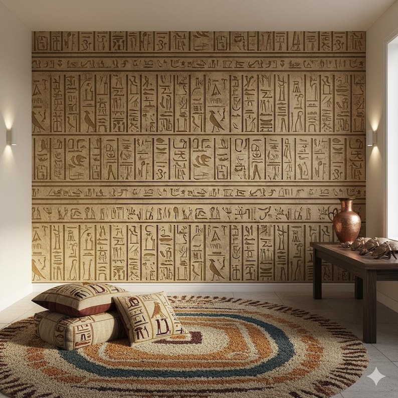 Ancient Egyptian Hieroglyphics Wallpaper, Peel and Stick Stone Wall ...