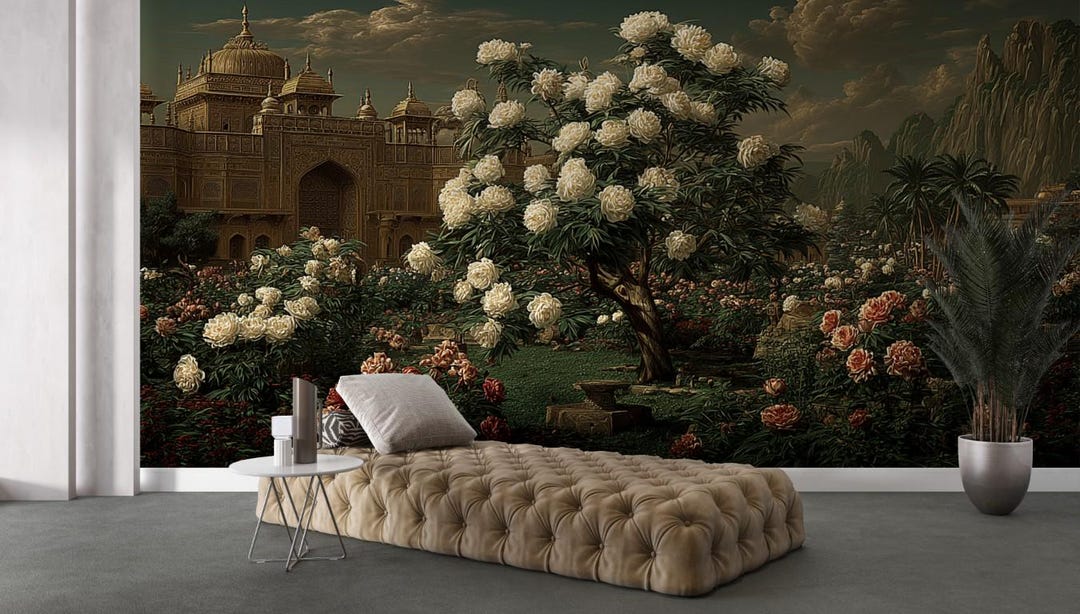 Vintage Mughal Garden Wallpaper Mural - Peel and Stick or Non-woven - Etsy