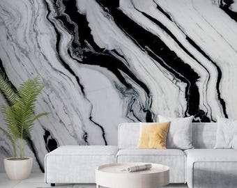 Carta da parati in marmo bianco e nero, carta da parati in marmo, carta da parati decorativa elegante, decorazione murale rimovibile