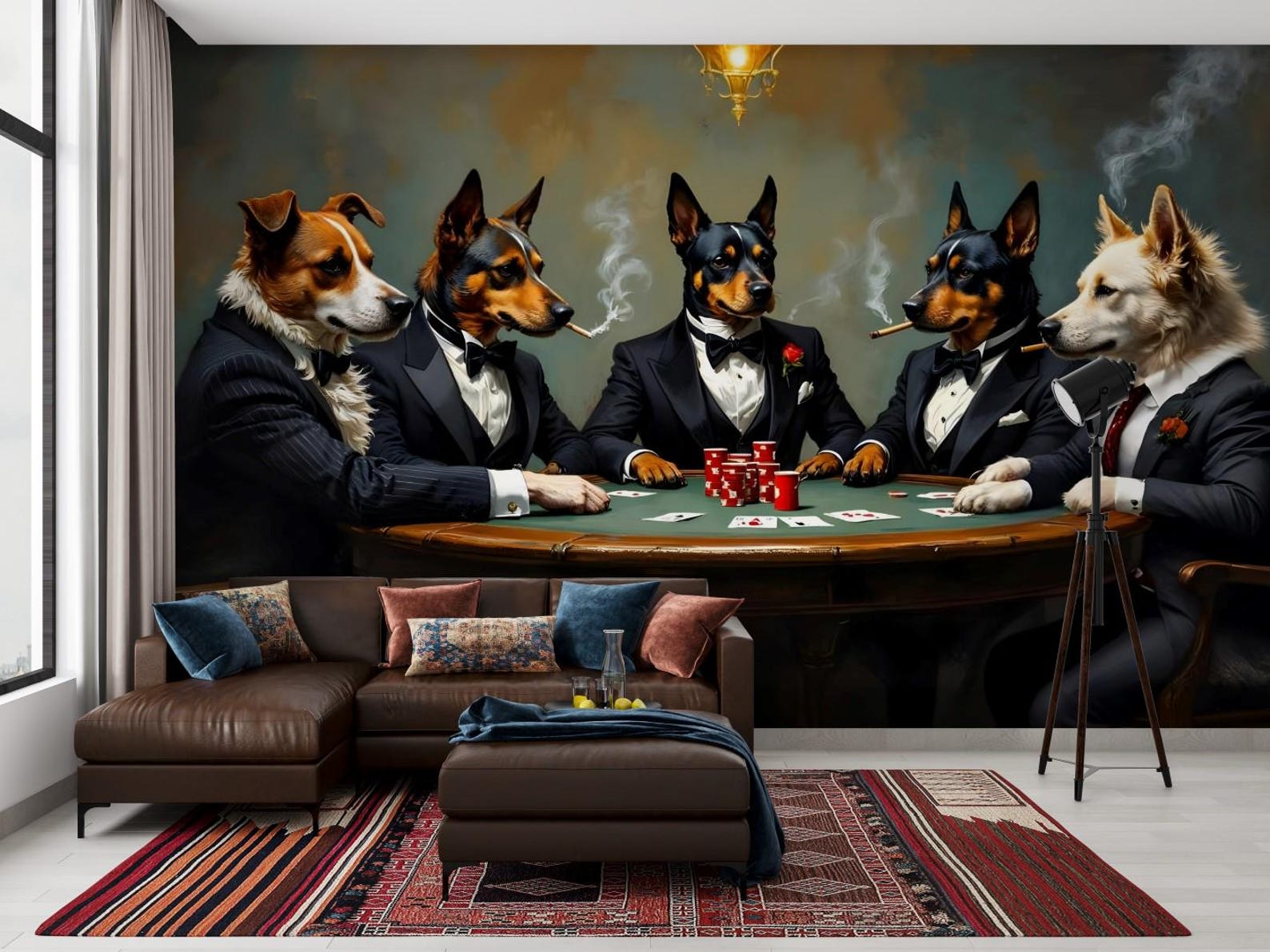 Dogs Playing Poker Wallpaper Funny Vintage Game Room Decor Etsy dogs-playing-poker-wallpaper-funny-vintage-game-room-decor-etsy