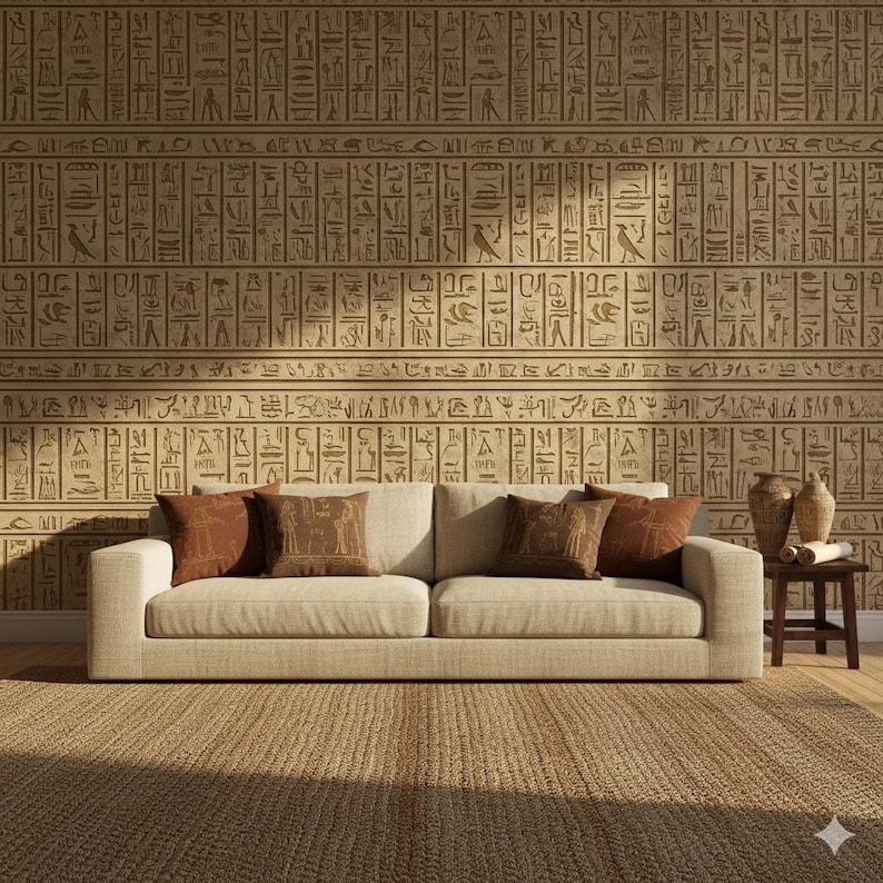 Ancient Egyptian Hieroglyphics Wallpaper, Peel and Stick Stone Wall ...