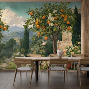 Orange Grove Wall Mural: Mediterranean Garden, Italian Villa - Peel & Stick or Non Woven