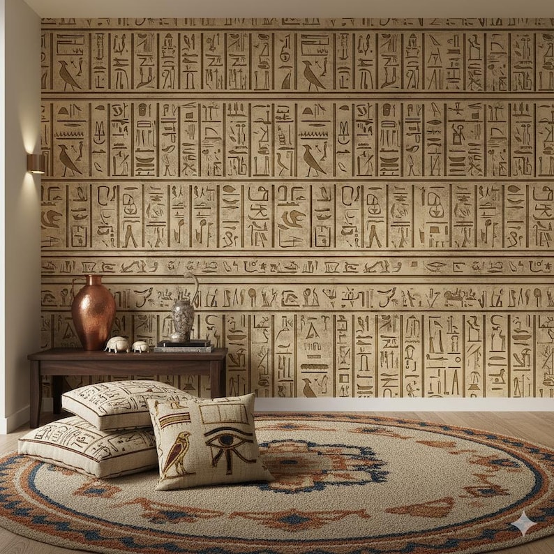 Ancient Egyptian Hieroglyphics Wallpaper, Peel and Stick Stone Wall ...