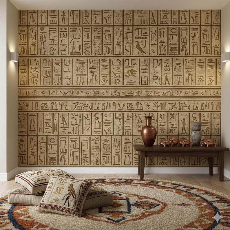 Ancient Egyptian Hieroglyphics Wallpaper, Peel and Stick Stone Wall ...