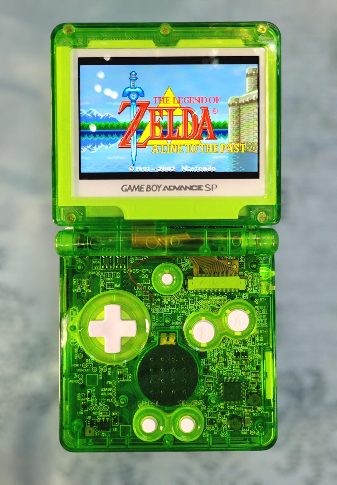 Green Transparent Game Boy Advance SP W/ White IPS V5 - Etsy