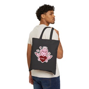 Sac fourre-tout avec chérubin tenant un cœur, illustration d'ange pour la Saint-Valentin, ange de l'amour, aimez-vous, cadeau, mignon, romantique, fête des mères image 5