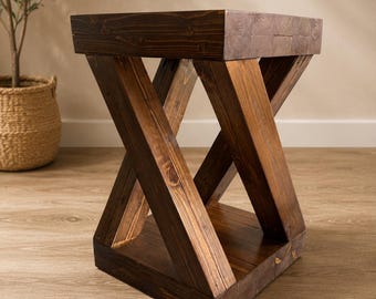 Handcrafted Rustic X-Base End Table