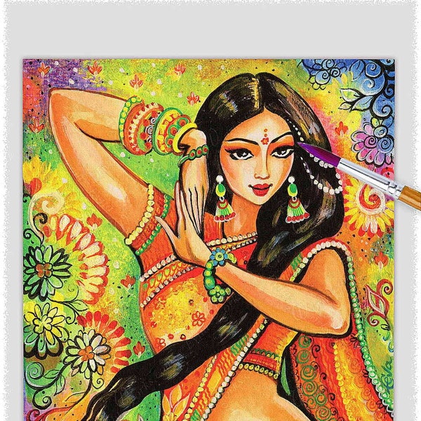 Indian dancer woman artwork, Bollywood dancing