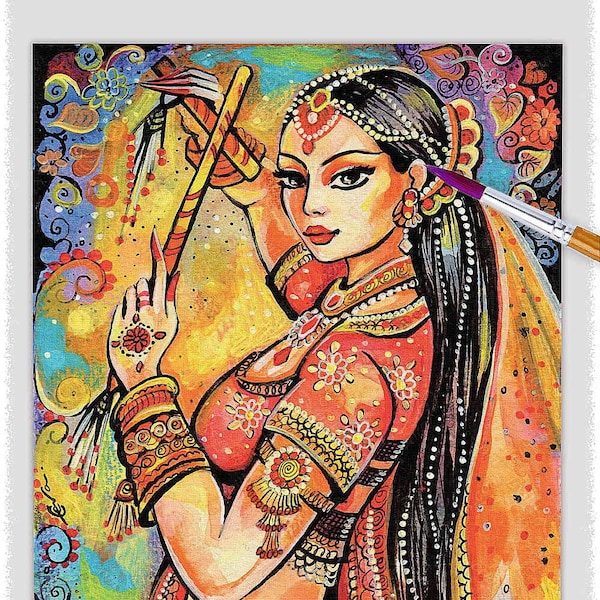 Indian dancer woman artwork, Bollywood dancing