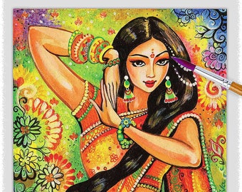 Indian dancer woman artwork, Bollywood dancing
