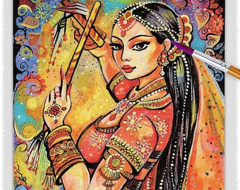 Indian dancer woman artwork, Bollywood dancing