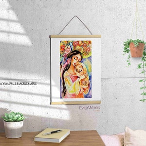 Mother loving child artwork, spiritual maternity, mother's love print image 5