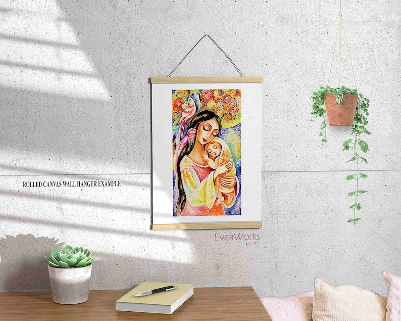 Mother loving child artwork, spiritual maternity, mother's love print image 5