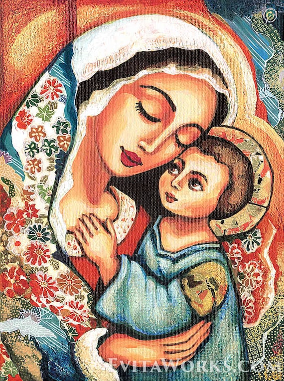 Madonna Child Blessed Mother Virgin Mary Jesus Mother Son Etsy