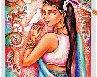 Bohu East woman artwork, Indian goddess art