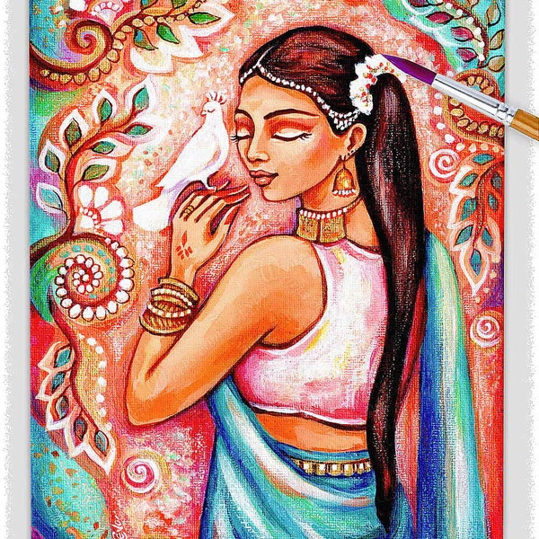 Bohu East woman artwork, Indian goddess art