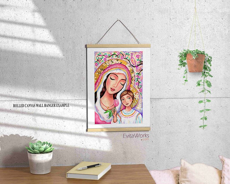 Madonna mit Kind Kunstwerk, moderne christliche Kunst Wanddekor, göttlich weiblich Bild 5