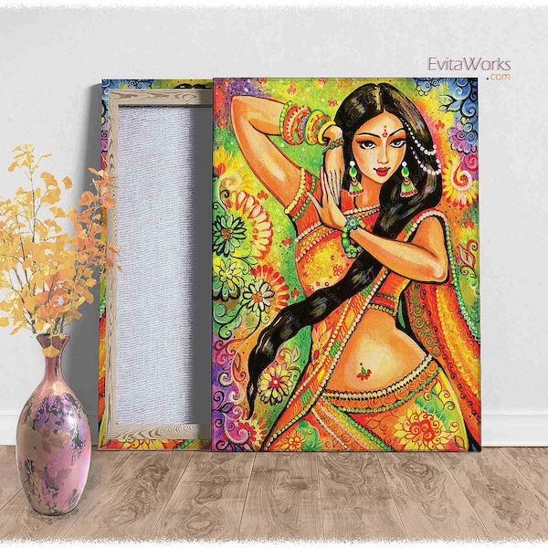 Indian dancer woman on canvas, Bollywood dancing