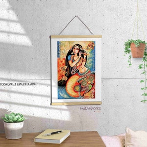 Indian dancer home decor artwork, Madhubani mermaid print image 5