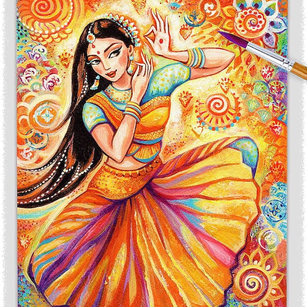 Indian classic dancer artwork, Bharatanatyam Arangetram mudra hands