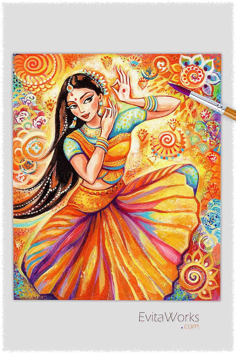 Indian classic dancer artwork, Bharatanatyam Arangetram mudra hands image 1
