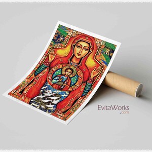 Blessed Mother Mary and Jesus child of God artwork, modern Christian art image 4