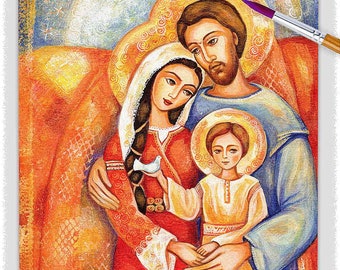 Holy Family, Nativity scene artwork, a Savior is Born, Catholic home altar, blessed fathers love, Saint Joseph Mary Jesus