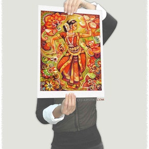 Indian classic dancer artwork, Bharatanatyam, hands henna woman sari dress image 2