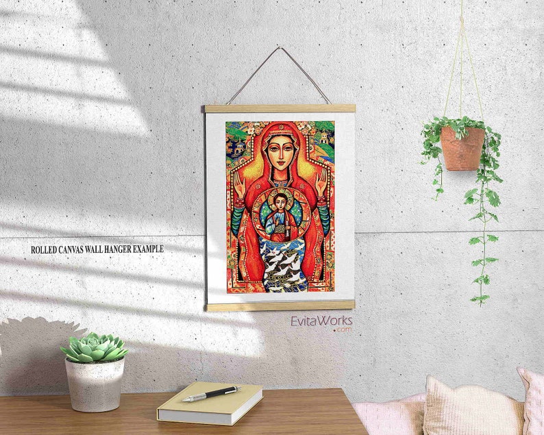 Blessed Mother Mary and Jesus child of God artwork, modern Christian art image 5