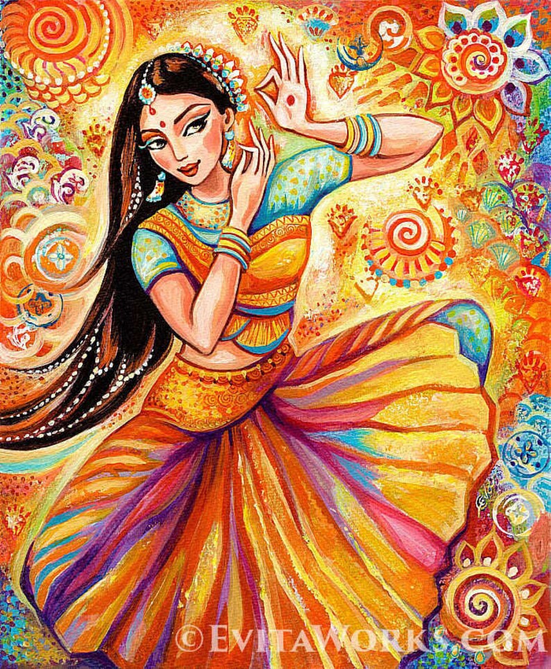 Indian Classical Dance Painting Bharatanatyam Goddess Etsy