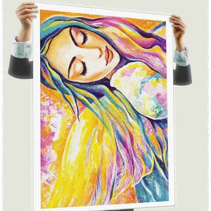 Silent angel blessing artwork, angel wings decor, spiritual painting image 3