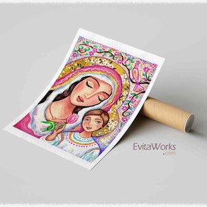 Madonna and Child artwork, modern Christian art wall decor, divine feminine image 4