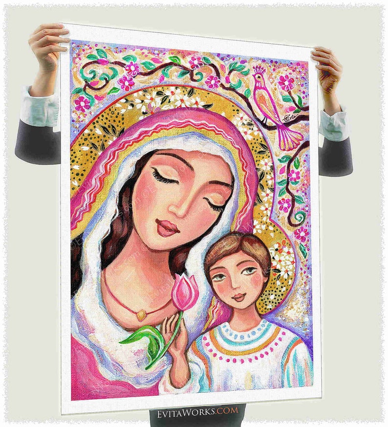 Madonna and Child artwork, modern Christian art wall decor, divine feminine image 3