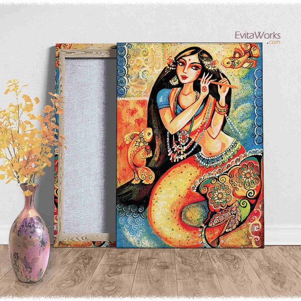 Desi dancer Indian mermaid home on canvas, divine feminine