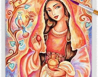 Saint Mary Magdalene Modern Sacred Art Print – Original Hand-Painted Christian Wall Decor, No AI