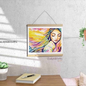 Silent angel blessing artwork, angel wings decor, spiritual painting image 5